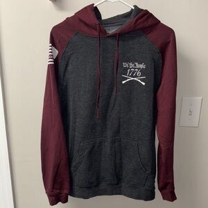 Gray and Red Hoodie Patriot with Flag Patch